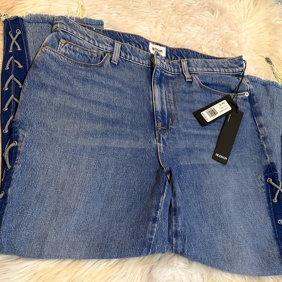 HUDSON Sz28 ZOEEY HI-WAIST CROP STRAIGHT LACE UP JEANS HIGH SPIRITS NWT - Picture 10 of 11